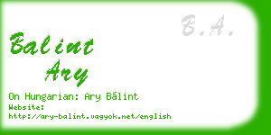 balint ary business card